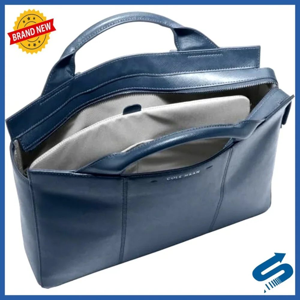 Leather Attache Case with Laptop Compartment, Adjustable Strap